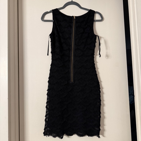 Guess Black Gatsby Lacey Fringe Bodycon Mini Dress with Scalloped Hem - Picture 2 of 11
